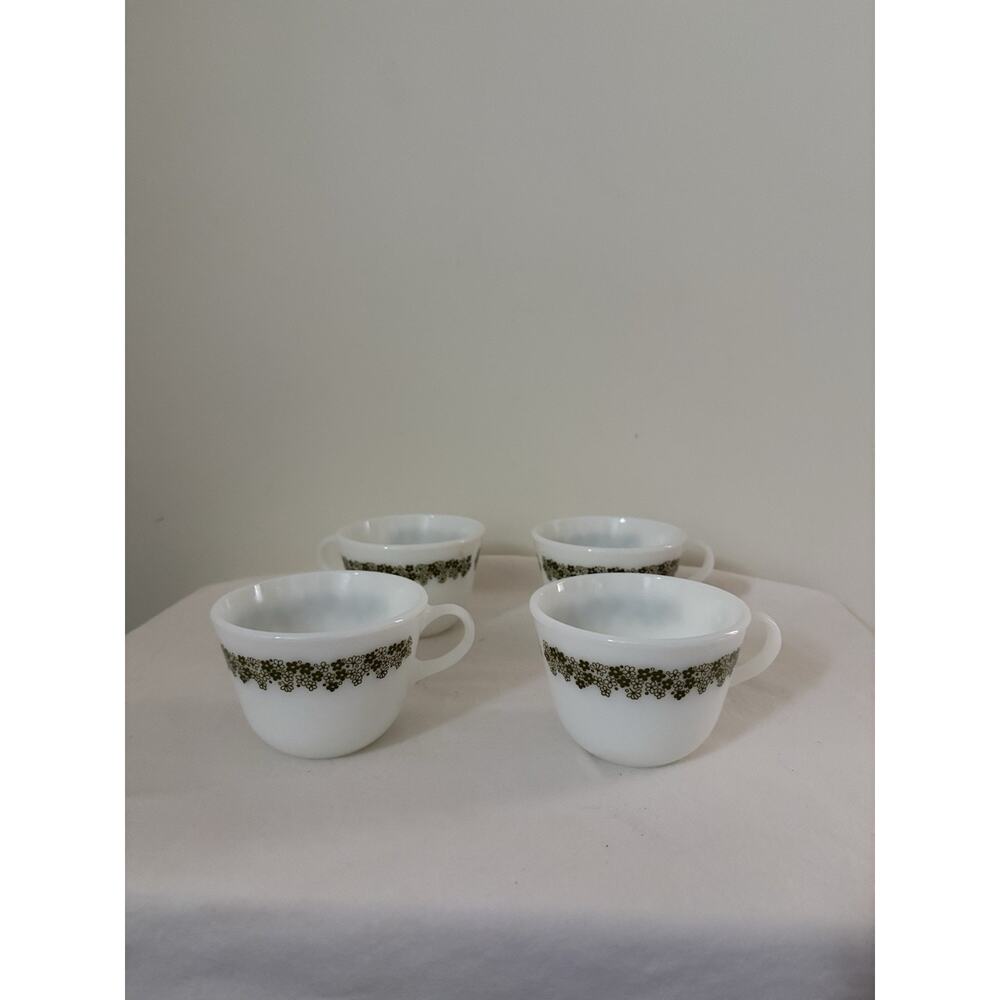 4 Vintage Pyrex Corelle Spring Blossom Green Crazy Daisy Coffee Tea Cup Mugs - Picture 2 of 9